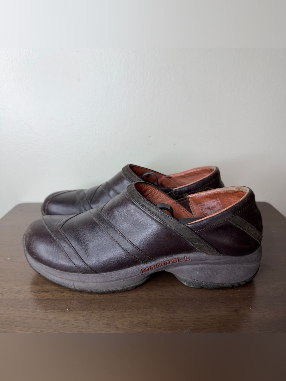 Merrell Primo Patch Bug Brown Leather Clogs Sz 9.5 Womens